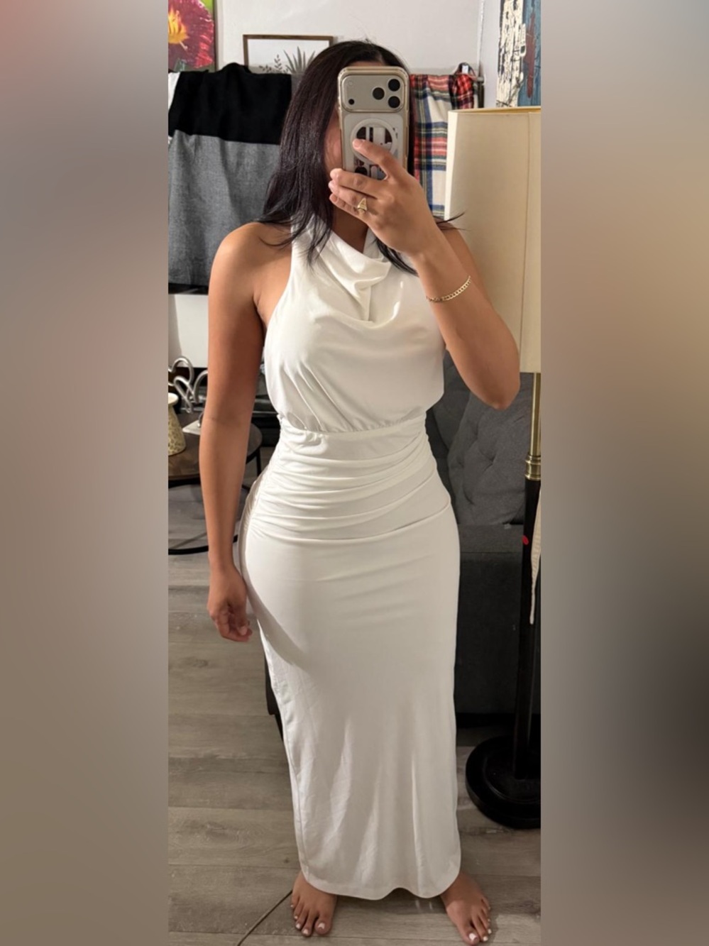 Zara Ivory Halter Cowl Maxi Dress - Picture 4 of 6